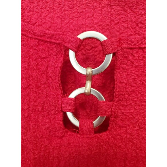 Alfred Dunner Woman Red Gauzy Tie-Front Keyhole Neck Tunic Size 3X Lagenlook - Picture 4 of 6
